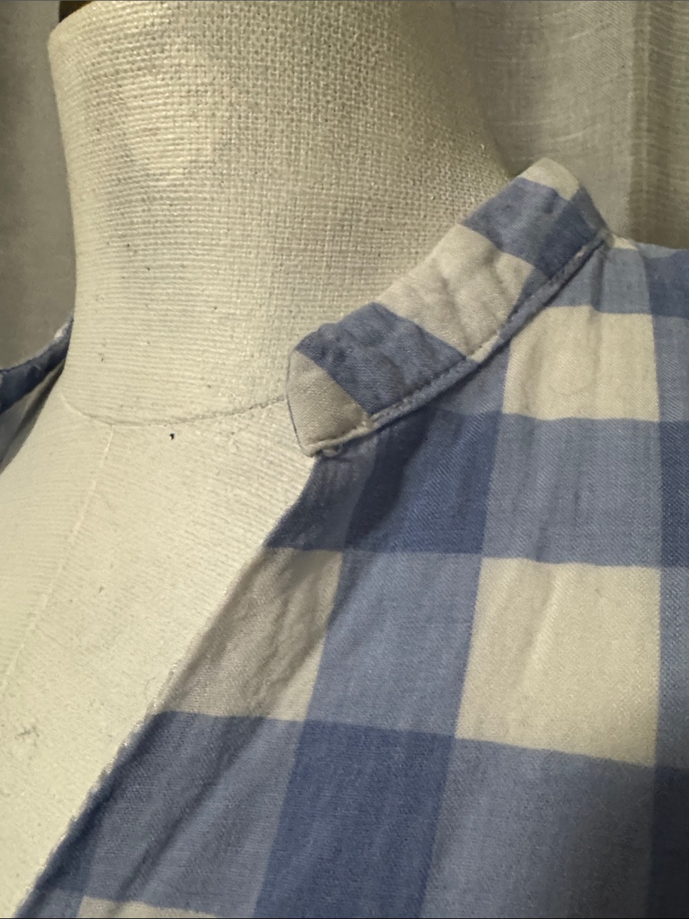 Like New-THML Dresz-Blue & White Gingham Check-Cotton/Rayon Blend-S-Lined-V Neck - Picture 4 of 14